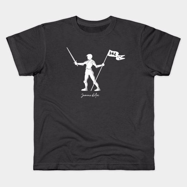 Jeanne d'Arc white silhouette Kids T-Shirt by chrisayerscreative